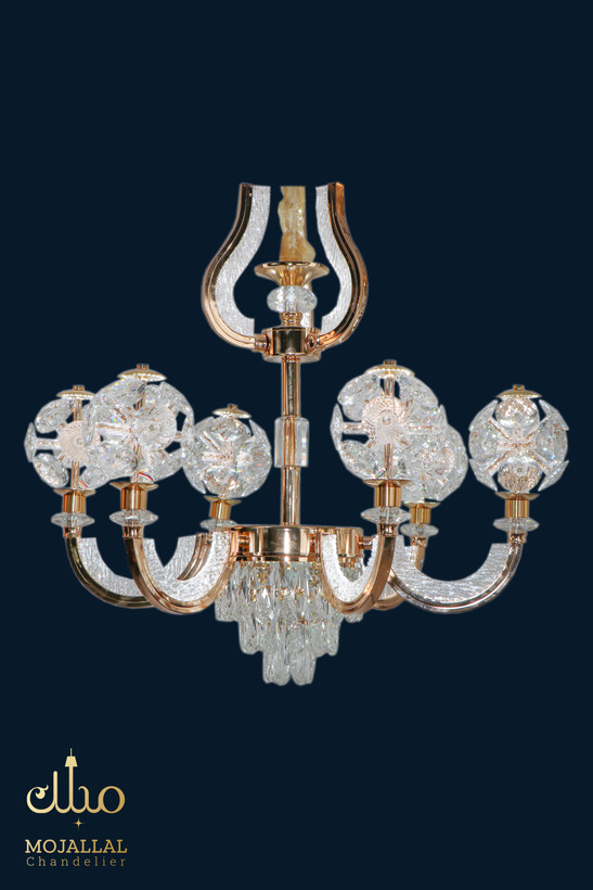 لوستر وارداتی کریستالی مدل تاج رزگلد کد 6801