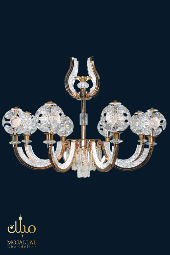 لوستر وارداتی کریستالی مدل تاج رزگلد کد 6801