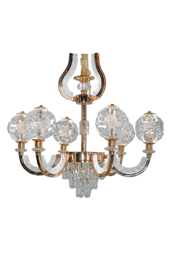 لوستر وارداتی کریستالی مدل تاج رزگلد کد 6801
