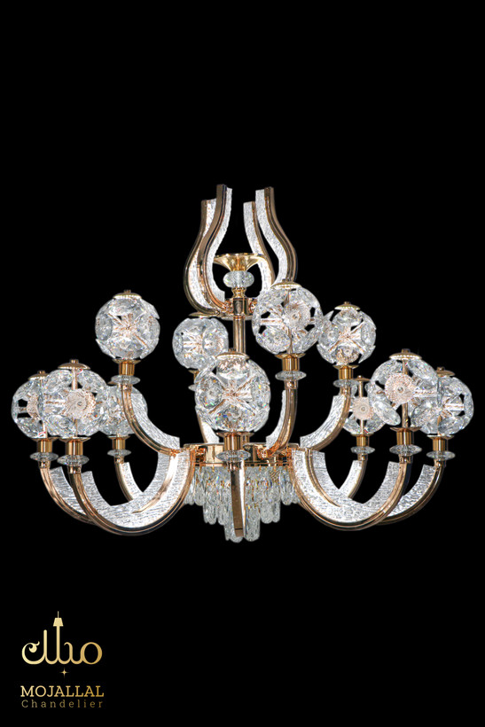 لوستر وارداتی کریستالی مدل تاج رزگلد کد 6801