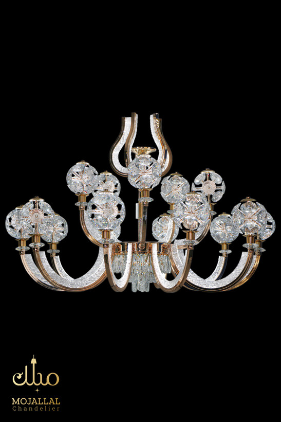 لوستر وارداتی کریستالی مدل تاج رزگلد کد 6801