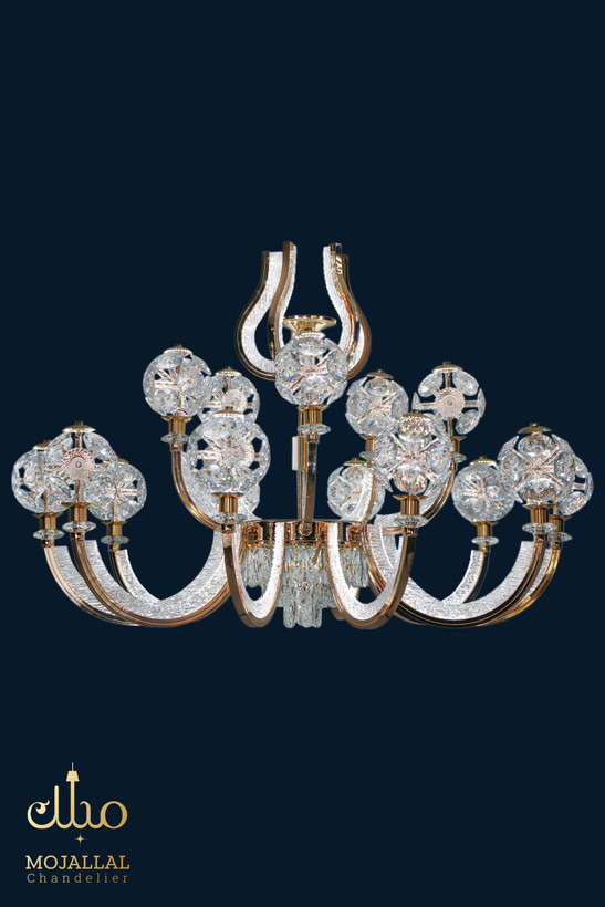 لوستر وارداتی کریستالی مدل تاج رزگلد کد 6801