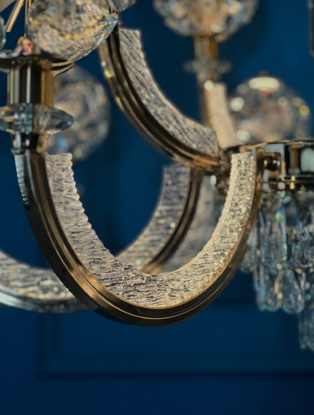 لوستر وارداتی کریستالی مدل تاج رزگلد کد 6801
