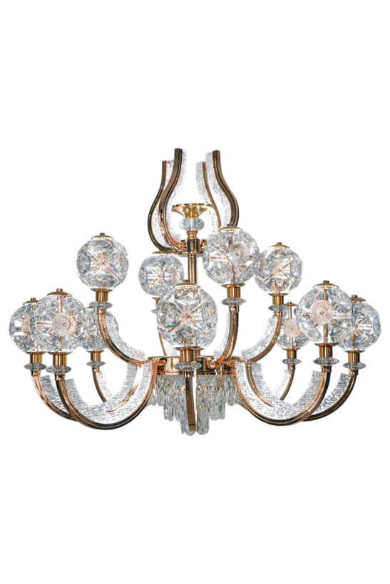 لوستر وارداتی کریستالی مدل تاج رزگلد کد 6801