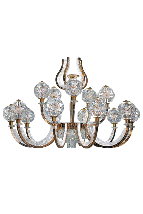 لوستر وارداتی کریستالی مدل تاج رزگلد کد 6801